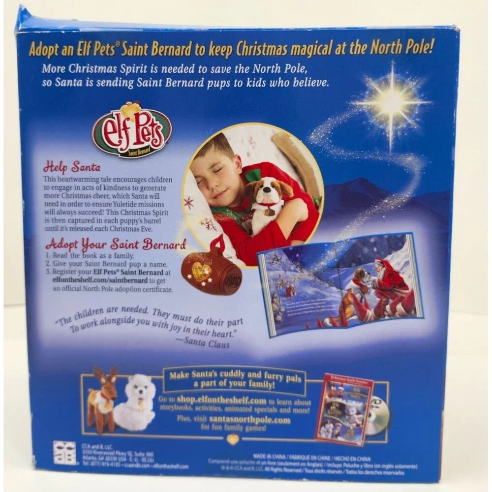 Elf Pets St. Bernard Plush Stuff Dog Christmas Book Elf On Shelf Toy Gift New
